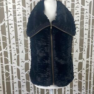 Fever NEW Faux Fur Vest S Black